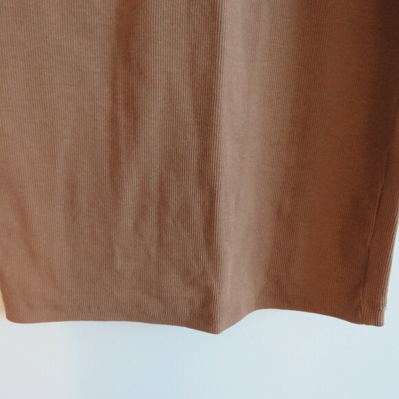 ZARA Ribbed Turtleneck Sleeveless Bodycon Midi Dress in Camel Tan Minimalist M - Picture 5 of 14